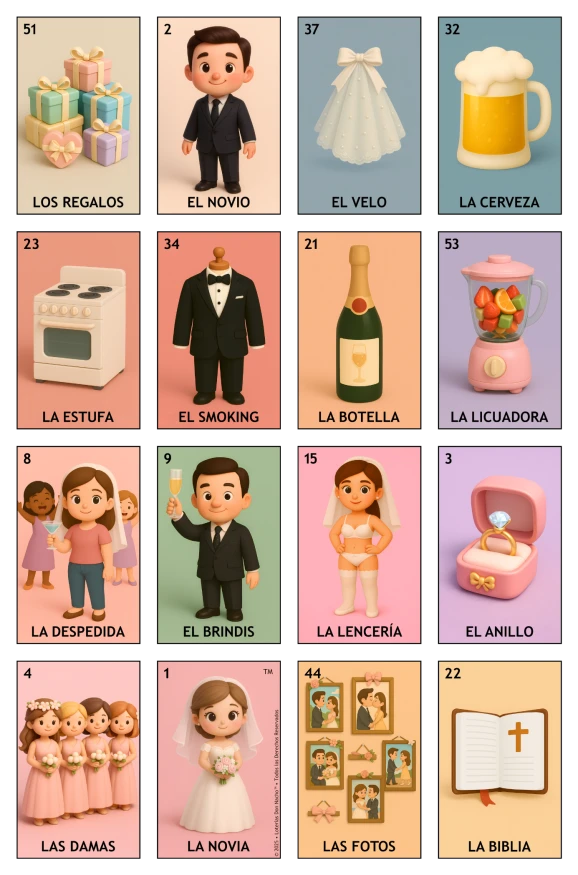 Despedida de Soltera - Paquete Familiar, Colección 1 (20 Tablas)