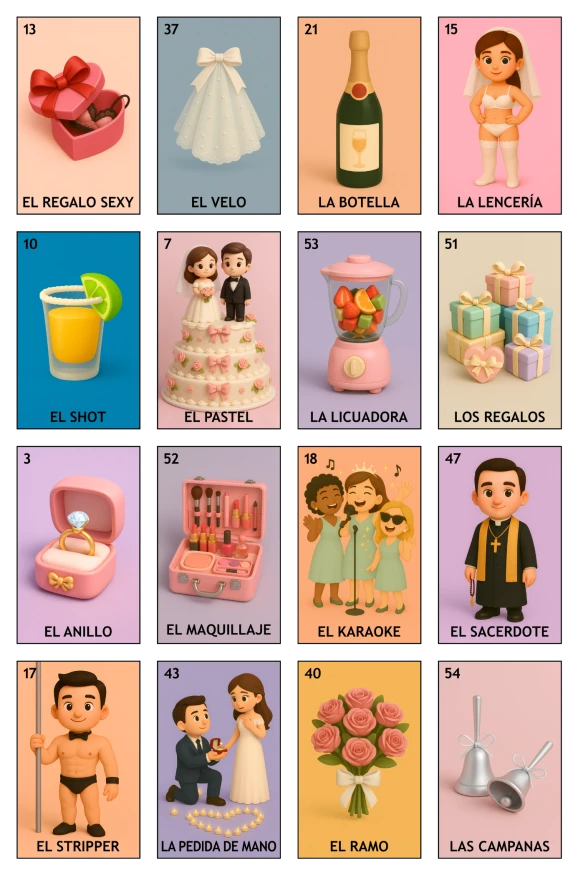 Despedida de Soltera - Paquete Familiar, Colección 2 (20 Tablas)