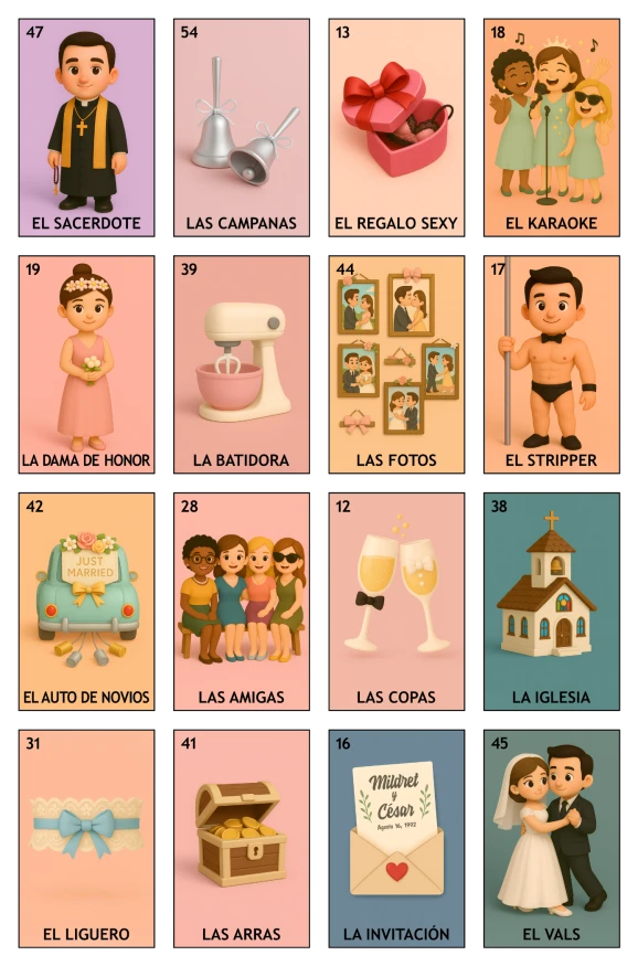 Despedida de Soltera - Paquete Familiar, Colección 4 (20 Tablas)