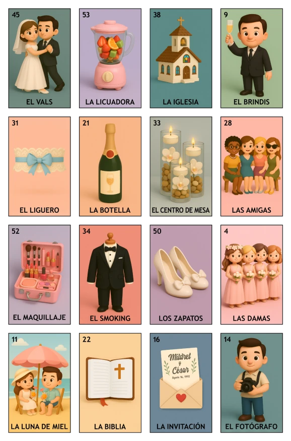 Despedida de Soltera - Paquete Familiar, Colección 5 (20 Tablas)