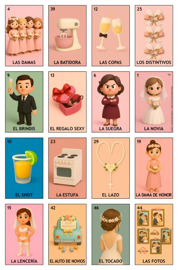 Despedida de Soltera - Paquete Evento, Colección B (50 Tablas)