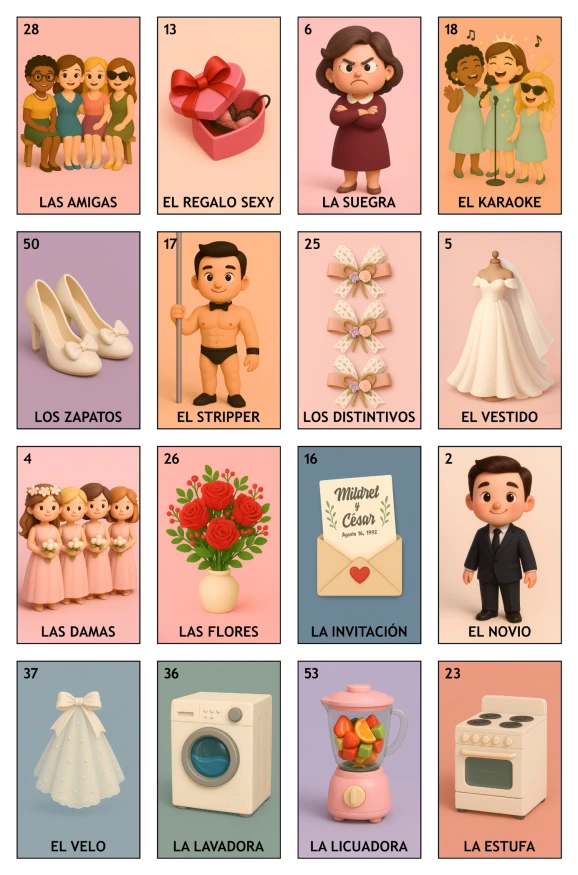 Despedida de Soltera - Paquete Evento, Colección B (50 Tablas)