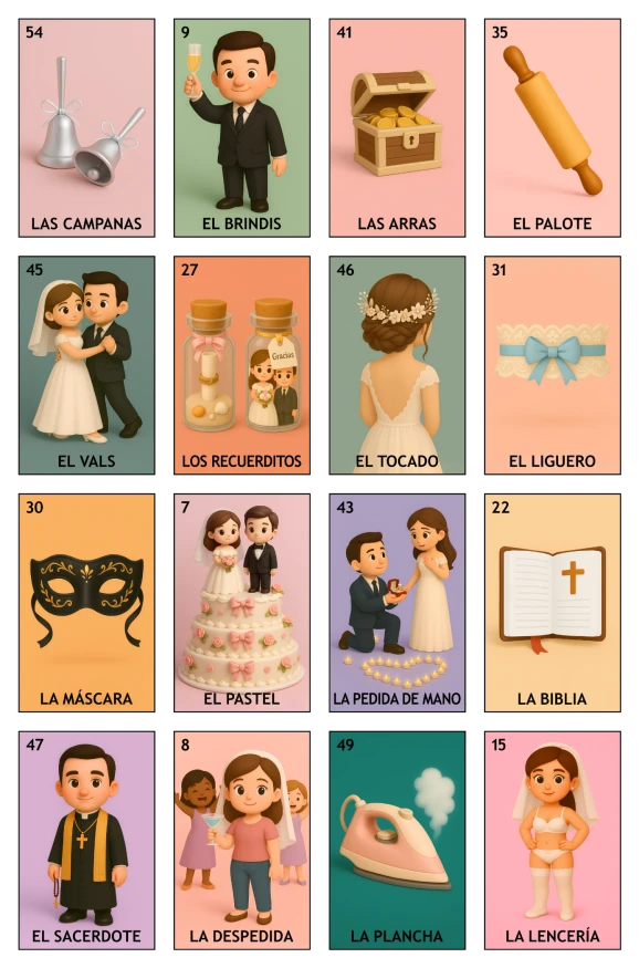 Despedida de Soltera - Paquete Evento, Colección B (50 Tablas)